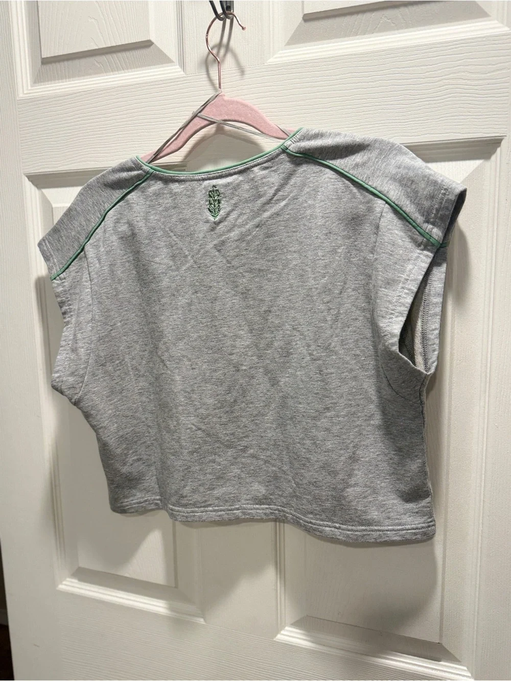NWT FP Movement Free People Gray Green Trim Pleated Skirt Set Medium
